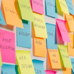 marketing strategy on colorful post-it notes